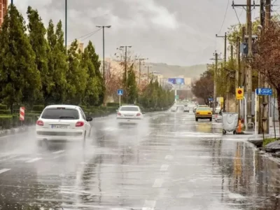 بارش باران در جاده‌های ۲۰ استان