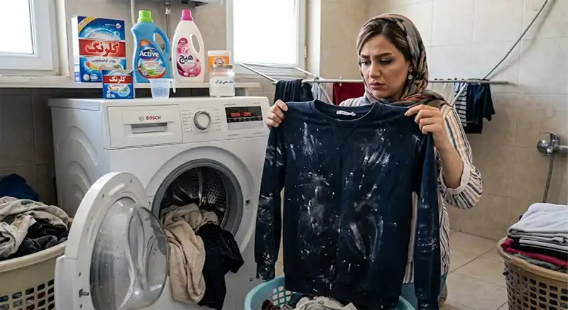 چرا لباس ها در ماشین لباسشویی سفیدک میزند